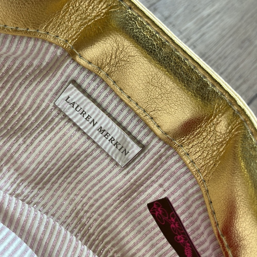 Lauren Merkin Gold Clutch NWOT - Picture 3 of 6